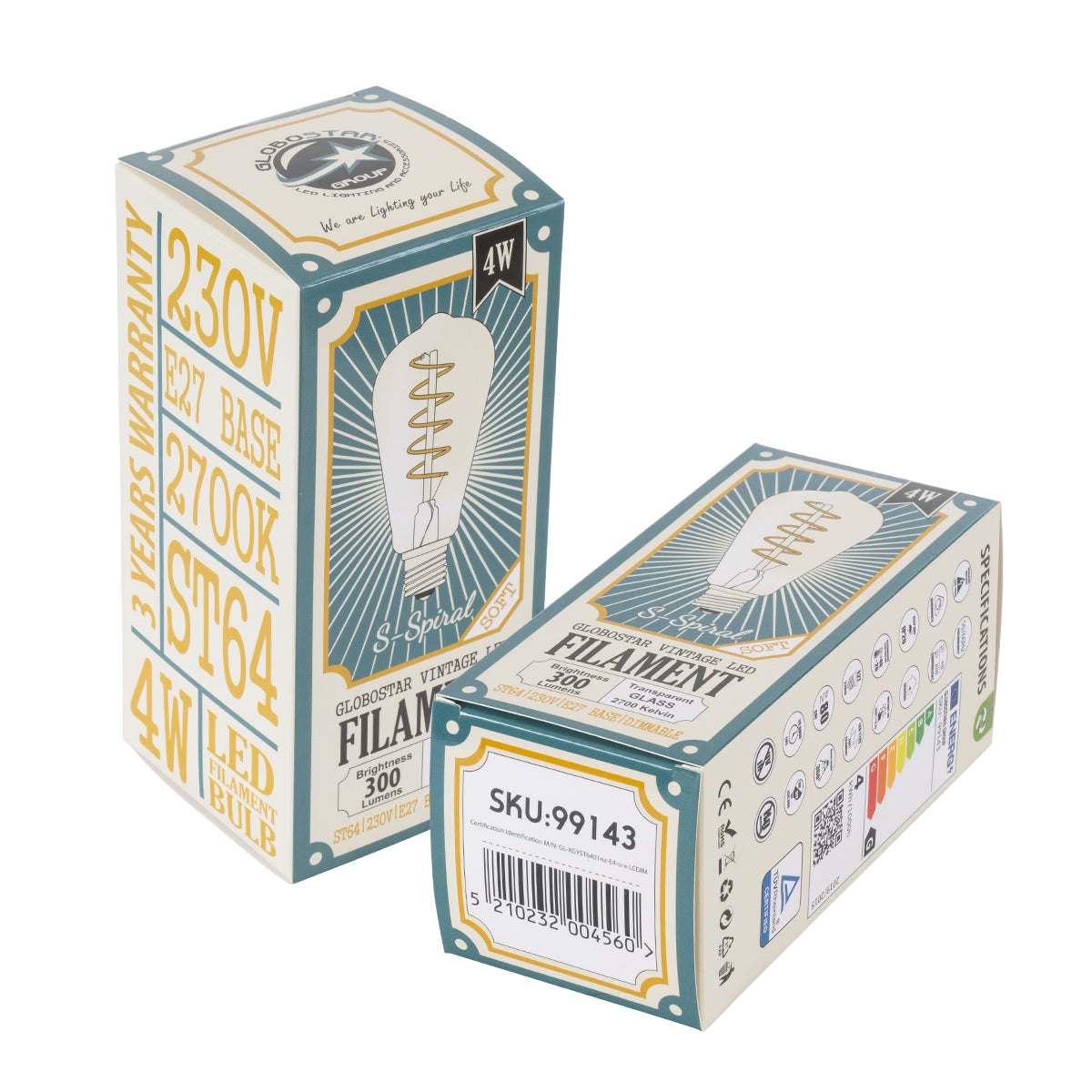 GloboStar® 99143 Λάμπα LED Soft S Spiral Filament E27 ST64 Αχλάδι 4W 300lm 360° AC 220-240V IP20 Φ6.4 x Υ14cm Θερμό Λευκό 2700K με Διάφανο Γυαλί - Dimmable - 3 Years Warranty - ledmania.gr