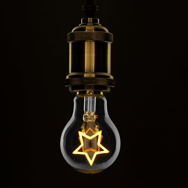 GloboStar® 99251 Λάμπα E27 A60 Deco Soft Letter Star LED FILAMENT 3W 240 lm 320° AC 85-265V Edison Retro με Διάφανο Γυαλί Ultra Θερμό Λευκό 2200 K Dimmable - ledmania.gr