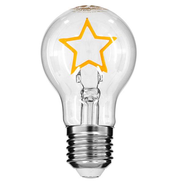 GloboStar® 99251 Λάμπα E27 A60 Deco Soft Letter Star LED FILAMENT 3W 240 lm 320° AC 85-265V Edison Retro με Διάφανο Γυαλί Ultra Θερμό Λευκό 2200 K Dimmable - ledmania.gr