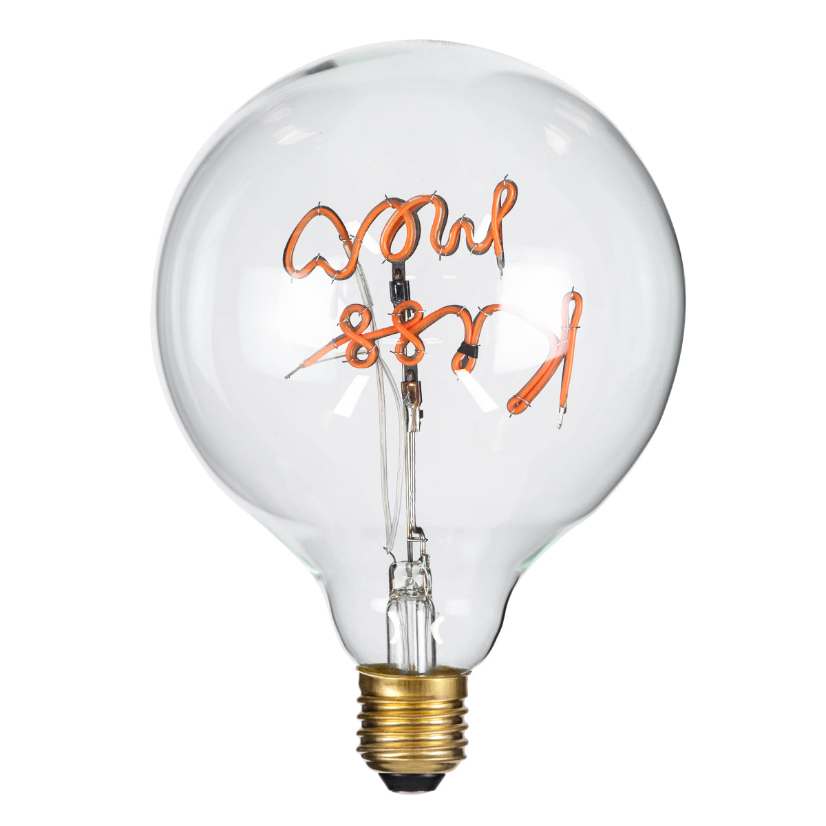 GloboStar® 99256 Λάμπα LED Ultra Thin Soft S Spiral Letter Filament E27 G125 KISS ME Γλόμπος 4W 340lm 360° AC 220-240V IP20 Φ12.5 x Υ18cm Ροζ με Διάφανο Γυαλί - Dimmable - 3 Years Warranty - ledmania.gr