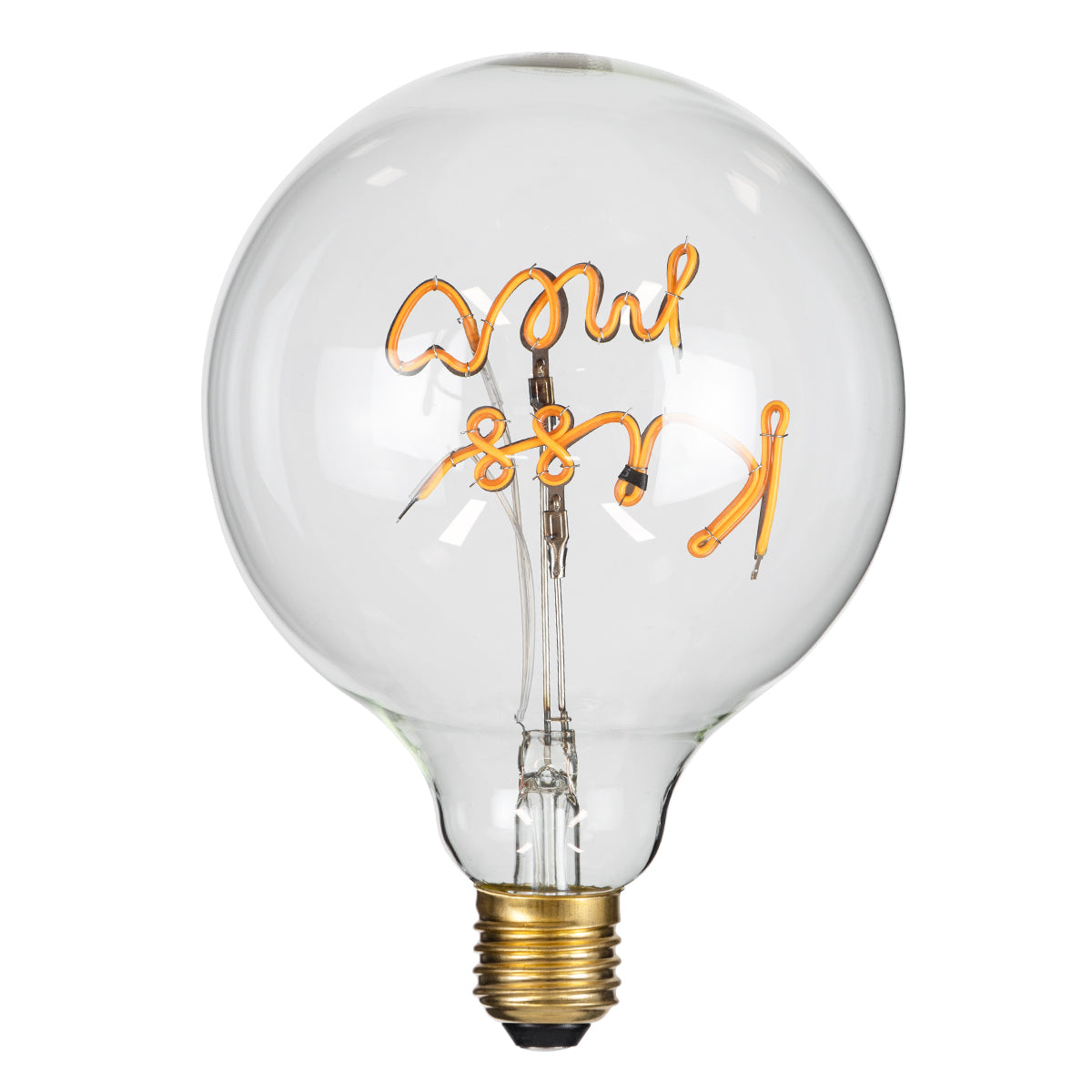 GloboStar® 99257 Λάμπα LED Ultra Thin Soft S Spiral Letter Filament E27 G125 KISS ME Γλόμπος 4W 340lm 360° AC 220-240V IP20 Φ12.5 x Υ18cm Ultra Θερμό Λευκό 2200K με Διάφανο Γυαλί - Dimmable - 3 Years Warranty - ledmania.gr