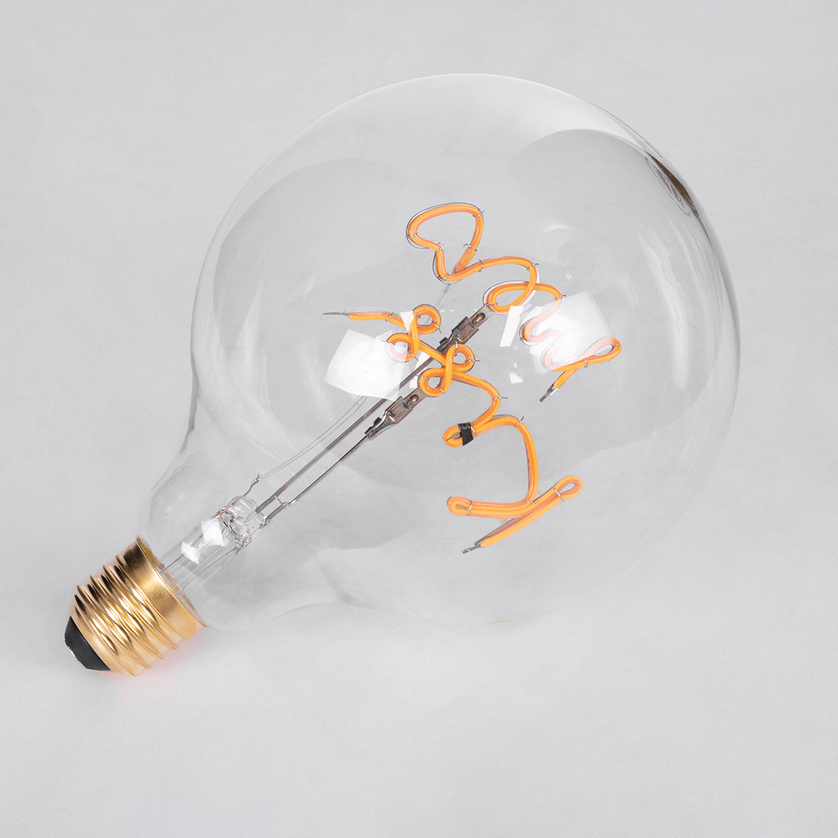 GloboStar® 99257 Λάμπα LED Ultra Thin Soft S Spiral Letter Filament E27 G125 KISS ME Γλόμπος 4W 340lm 360° AC 220-240V IP20 Φ12.5 x Υ18cm Ultra Θερμό Λευκό 2200K με Διάφανο Γυαλί - Dimmable - 3 Years Warranty - ledmania.gr
