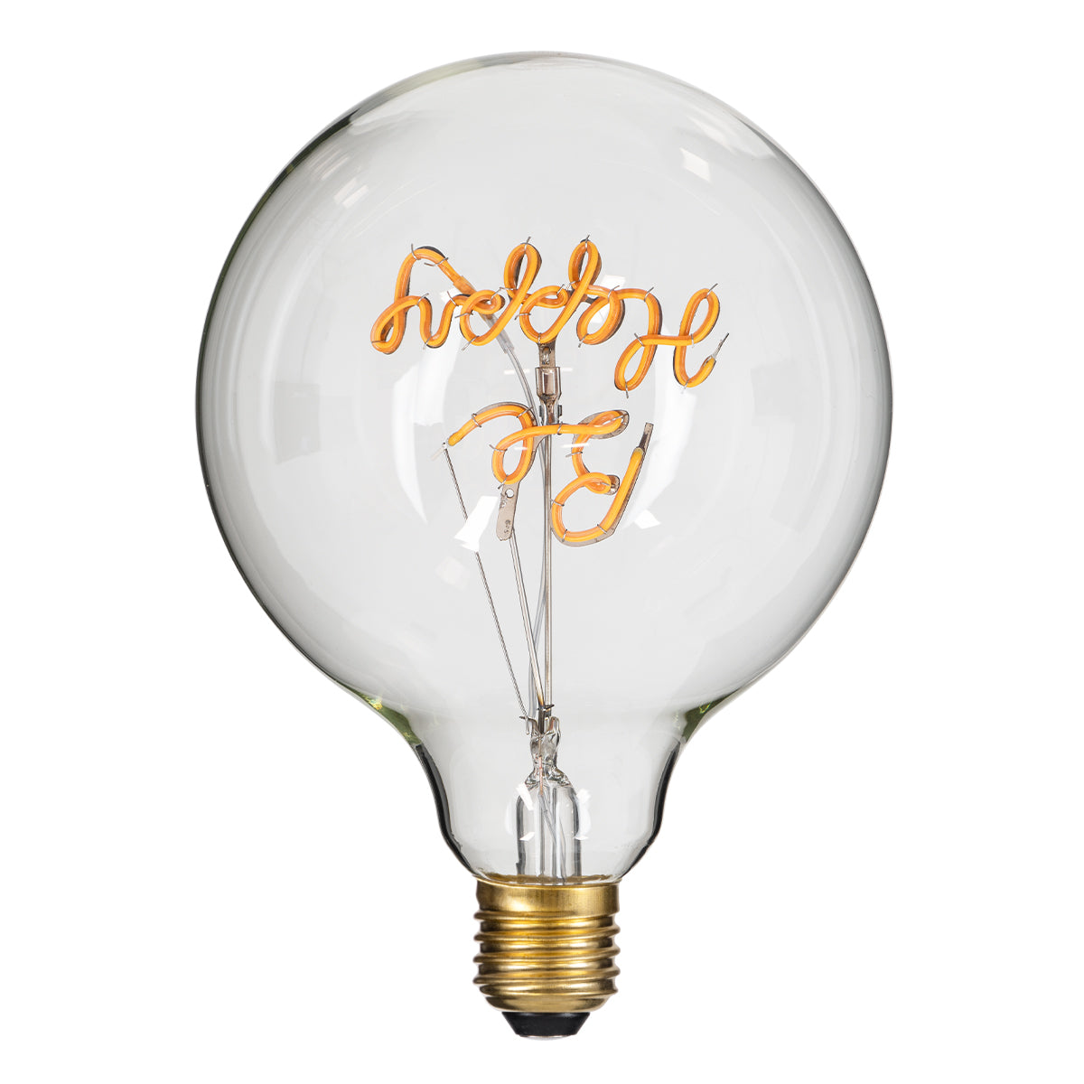 GloboStar® 99258 Λάμπα LED Ultra Thin Soft S Spiral Letter Filament E27 G125 BE HAPPY Γλόμπος 4W 340lm 360° AC 220-240V IP20 Φ12.5 x Υ18cm Ultra Θερμό Λευκό 2200K με Διάφανο Γυαλί - Dimmable - 3 Years Warranty - ledmania.gr