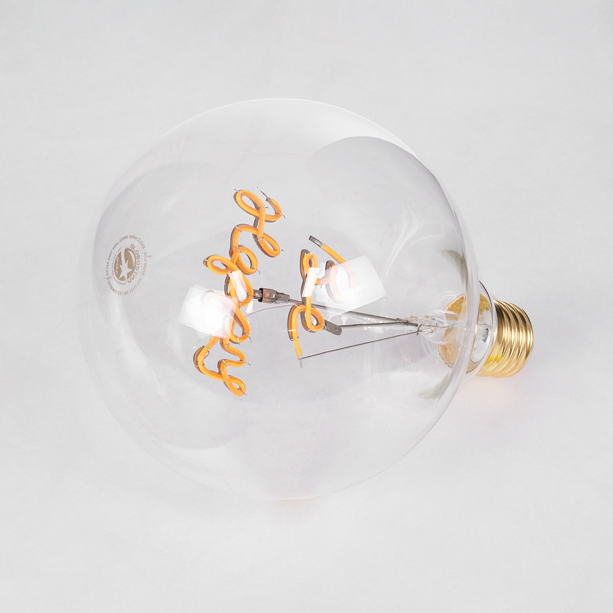 GloboStar® 99258 Λάμπα LED Ultra Thin Soft S Spiral Letter Filament E27 G125 BE HAPPY Γλόμπος 4W 340lm 360° AC 220-240V IP20 Φ12.5 x Υ18cm Ultra Θερμό Λευκό 2200K με Διάφανο Γυαλί - Dimmable - 3 Years Warranty - ledmania.gr