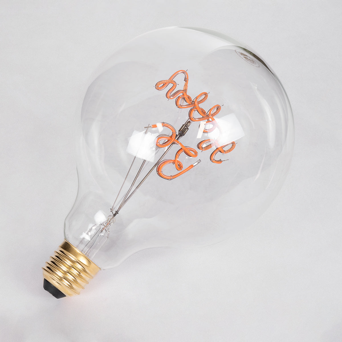 GloboStar® 99259 Λάμπα LED Ultra Thin Soft S Spiral Letter Filament E27 G125 BE HAPPY Γλόμπος 4W 340lm 360° AC 220-240V IP20 Φ12.5 x Υ18cm Ροζ με Διάφανο Γυαλί - Dimmable - 3 Years Warranty - ledmania.gr