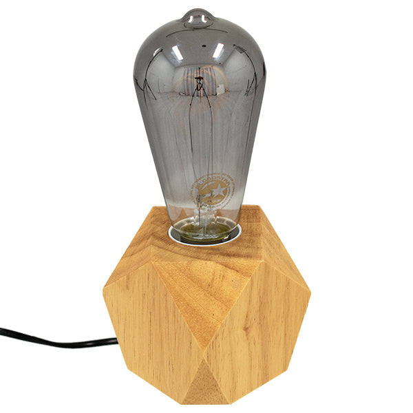 GloboStar® Rhombus 99401 Μοντέρνο Ξύλινο Επιτραπέζιο Φωτιστικό Πορτατίφ Λαμπατέρ με Ντουί E27 Μονόφωτο Ρόμβος Μπεζ - Φυσικός Άχρωμος Δρυς με 1.8m καλώδιο και διακόπτη M8 x Π8 x Υ8cm - ledmania.gr