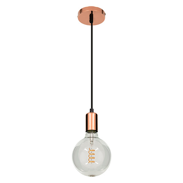 GloboStar® LUMI COPPER 99422 Μοντέρνο Μεταλλικό Κρεμαστό Φωτιστικό Οροφής Ανάρτηση με Ντουί E27 Μονόφωτο Χάλκινο Φ4 x Y118cm - ledmania.gr