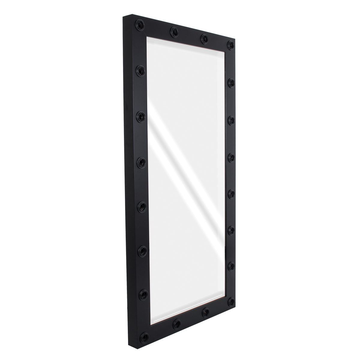 GloboStar® MAKEUP MIRROR-160x80-5 Μοντέρνος Καθρέπτης Μακιγιάζ με Πλαίσιο Φυσικού Ξύλου με Διακόπτη On/Off 20 x E27 AC220-240V - Μ80 x Π7 x Υ160cm - Μαύρος Έβενος - ledmania.gr