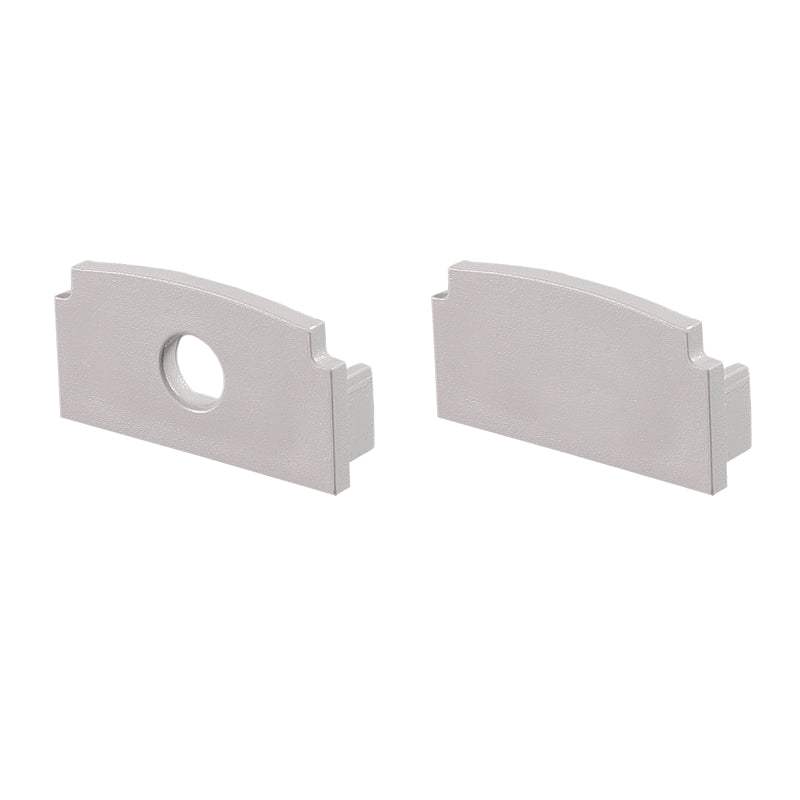 SET OF GREY PLASTIC END CAPS FOR P125 1PC WITH HOLE & 1PC WITHOUT HOLE - ledmania.gr