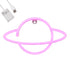 GloboStar® 78588 Φωτιστικό Ταμπέλα Φωτεινή Επιγραφή NEON LED Σήμανσης PLANET SATURN 5W με Καλώδιο Τροφοδοσίας USB - Μπαταρίας 3xAAA (Δεν Περιλαμβάνονται) - Ροζ - ledmania.gr