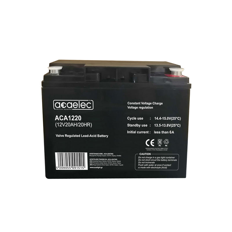 ΜΠΑΤΑΡΙΑ AGM VRLA 12V 20AH/20HR (M5 τερματικό) - ledmania.gr