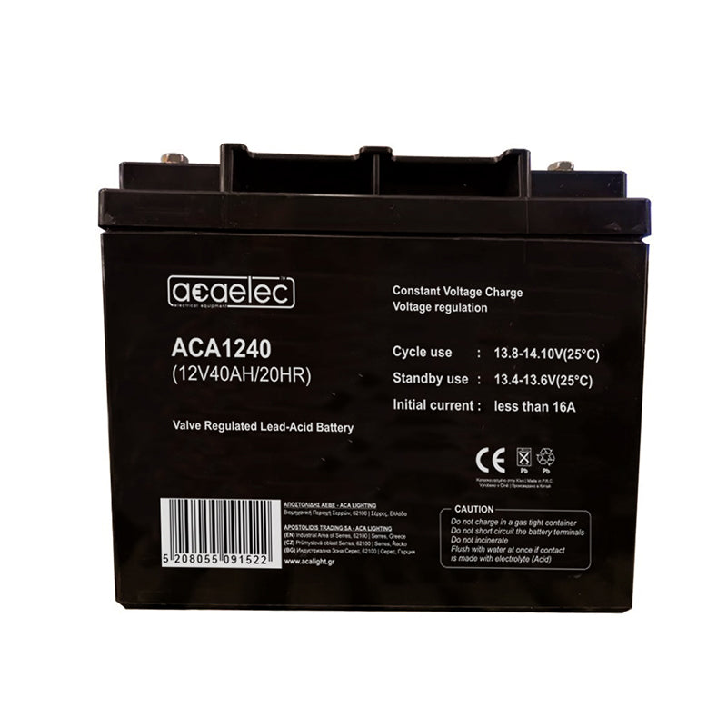 ΜΠΑΤΑΡΙΑ AGM VRLA 12V 40AH/20HR (M6 τερματικό) - ledmania.gr
