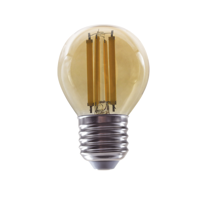 LED FILAMENT E27 DIM G45 AMBER 6W 2700K 230V AC 700LM RA80 - ledmania.gr
