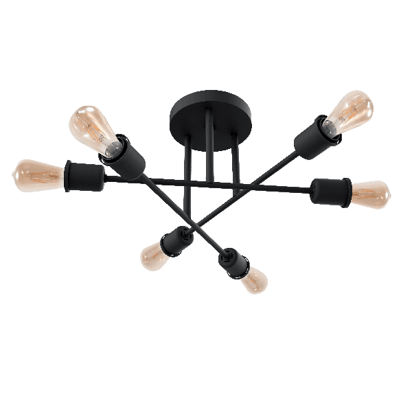 SALLY CEILING LAMP 6xE27 BLACK 955SALLY6/BL-τεμ 1 - ledmania.gr