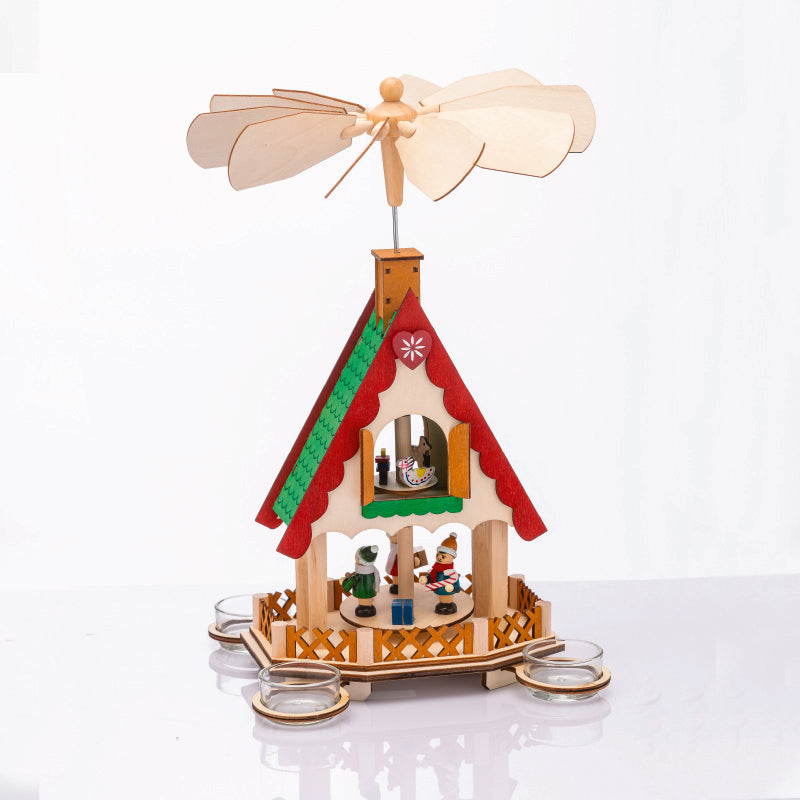 WOODEN TEA LIGHT PYRAMID ICE SKATERS  ΔΙΑΚΟΣΜΗΤΙΚΟ (ΧΩΡΙΣ ΚΕΡΑΚΙΑ) 18x13x36cm - ledmania.gr