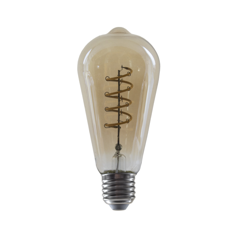 LED FILAMENT E27 DIM ST64 AMBER SPIRAL 4W 1800K 230V AC 270LM RA80 - ledmania.gr