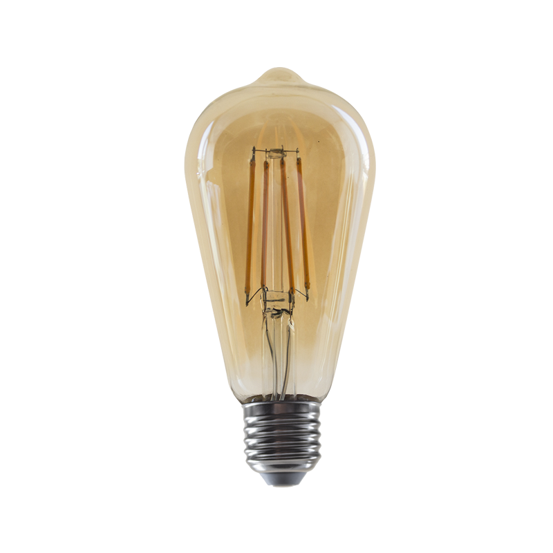 LED FILAMENT E27 ST64  AMBER 8W 2700K 230V AC 900LM RA80 - ledmania.gr