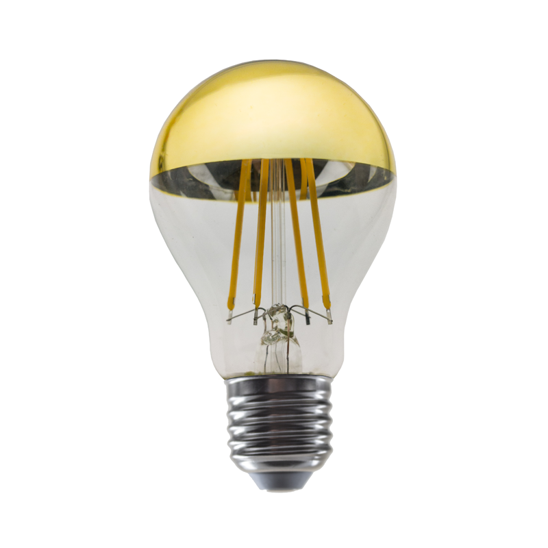 LED FILAMENT E27 DIM A60 GOLD 8W 2700K 230V AC 900LM RA80 - ledmania.gr