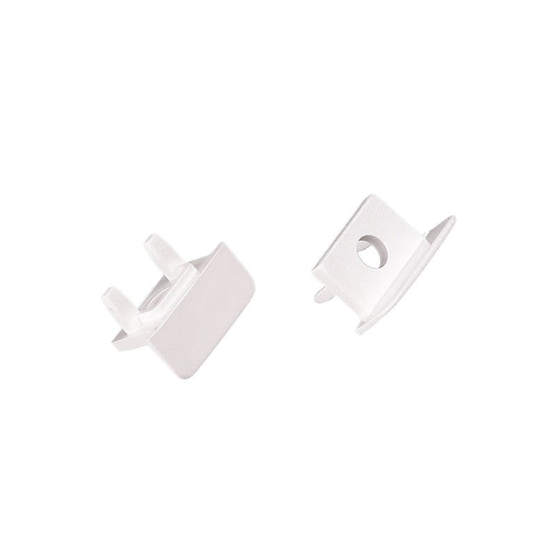 SET OF WHITE PLASTIC END CAPS FOR P139N, 2 PCS WITH HOLE - ledmania.gr