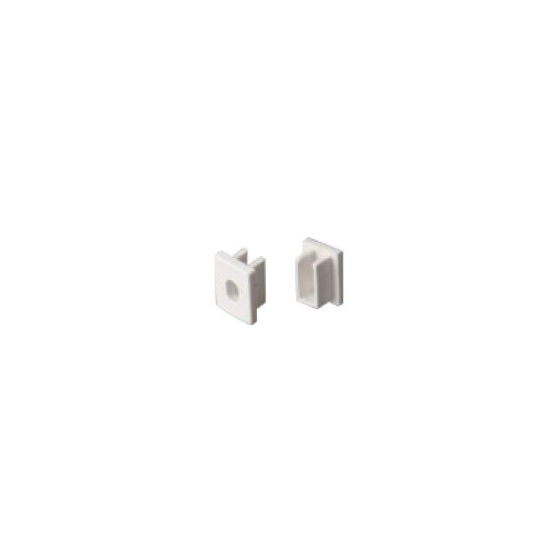 SET OF WHITE PLASTIC END CAPS FOR P162, 1PC WITH HOLE & 1 PC WITHOUT HOLE - ledmania.gr
