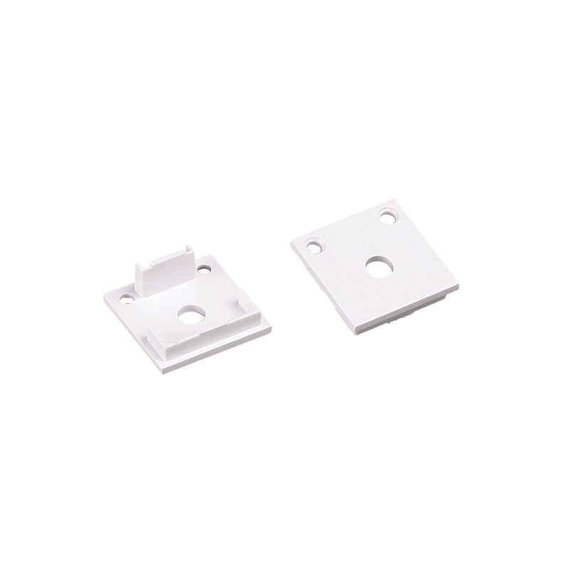 SET OF WHITE PLASTIC END CAPS FOR P28N, 2PCS WITH HOLE - ledmania.gr