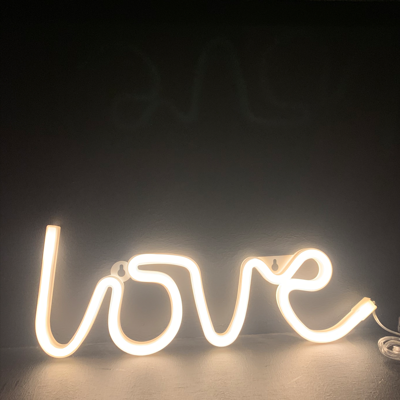 LOVE, 118 NEON LED ΛΑΜΠΑΚΙΑ ΜΕ ΜΠΑΤΑΡΙΑ (3xAA)/USB, WW, IP20, 35.5x2x13cm - ledmania.gr