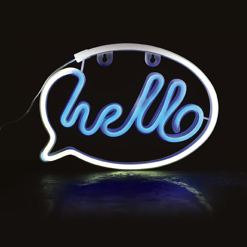 HELLO, 220 NEON LED ΛΑΜΠΑΚΙΑ ΜΕ ΜΠΑΤΑΡΙΑ (3xΑΑ)/USB, ΛΕΥΚΟ/ΜΠΛΕ, IP20, 25.5*2*18.5 - ledmania.gr