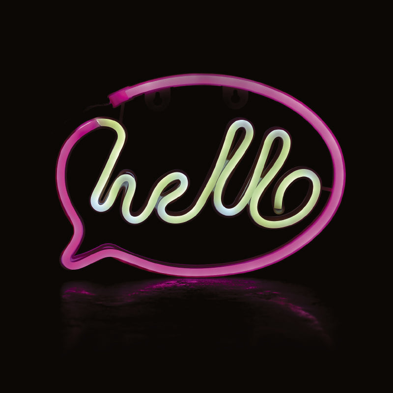 HELLO, 220 NEON LED ΛΑΜΠΑΚΙΑ ΜΕ ΜΠΑΤΑΡΙΑ (3xΑΑ)/USB, ΡΟΖ/ΛΕΥΚΟ, IP20, 25.5*2*18.5 - ledmania.gr
