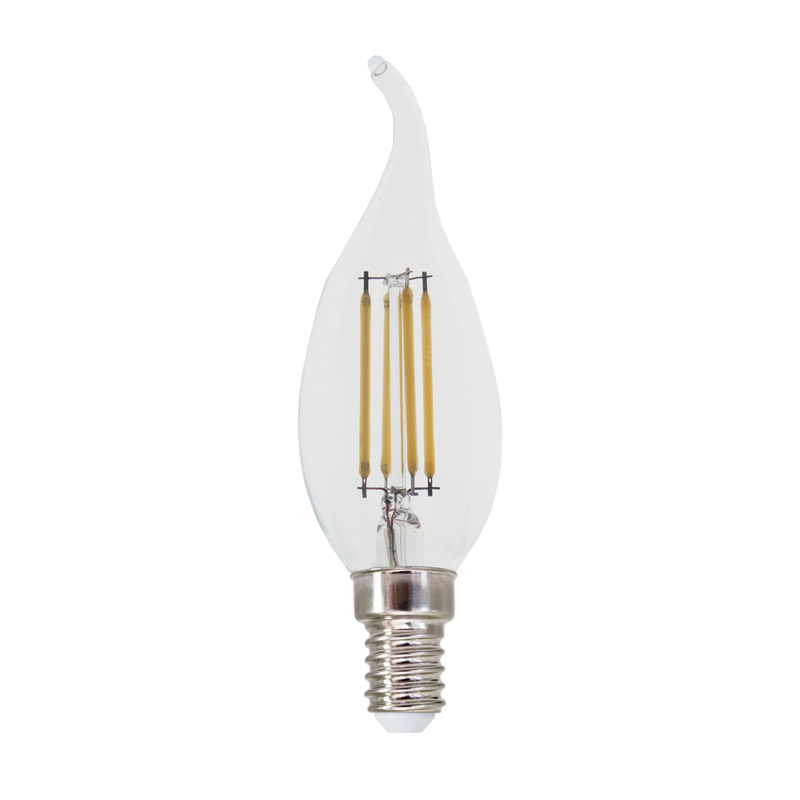 LED FILAMENT E14 C35 WITH TIP 4W 2700K 230V AC 480LM RA80 - ledmania.gr