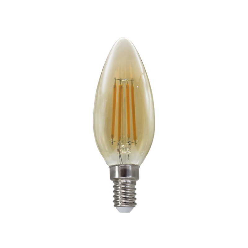 LED FILAMENT E14 DIM C35 AMBER 5W 2700K 230V AC 620LM RA80 - ledmania.gr