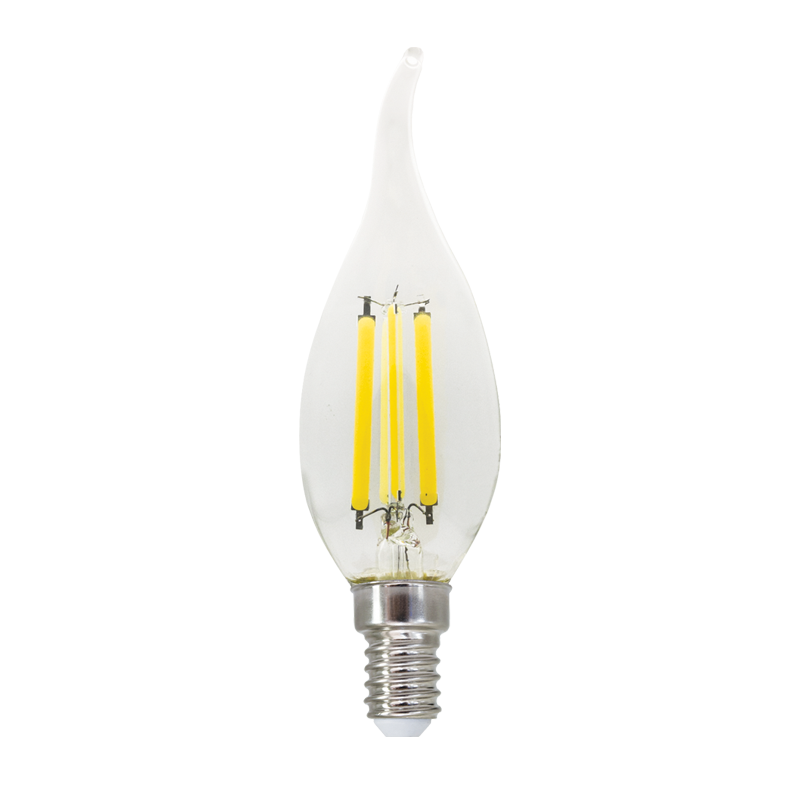 LED FILAMENT E14 C35 WITH TIP 6W 4000K 230V AC 770LM RA80 - ledmania.gr