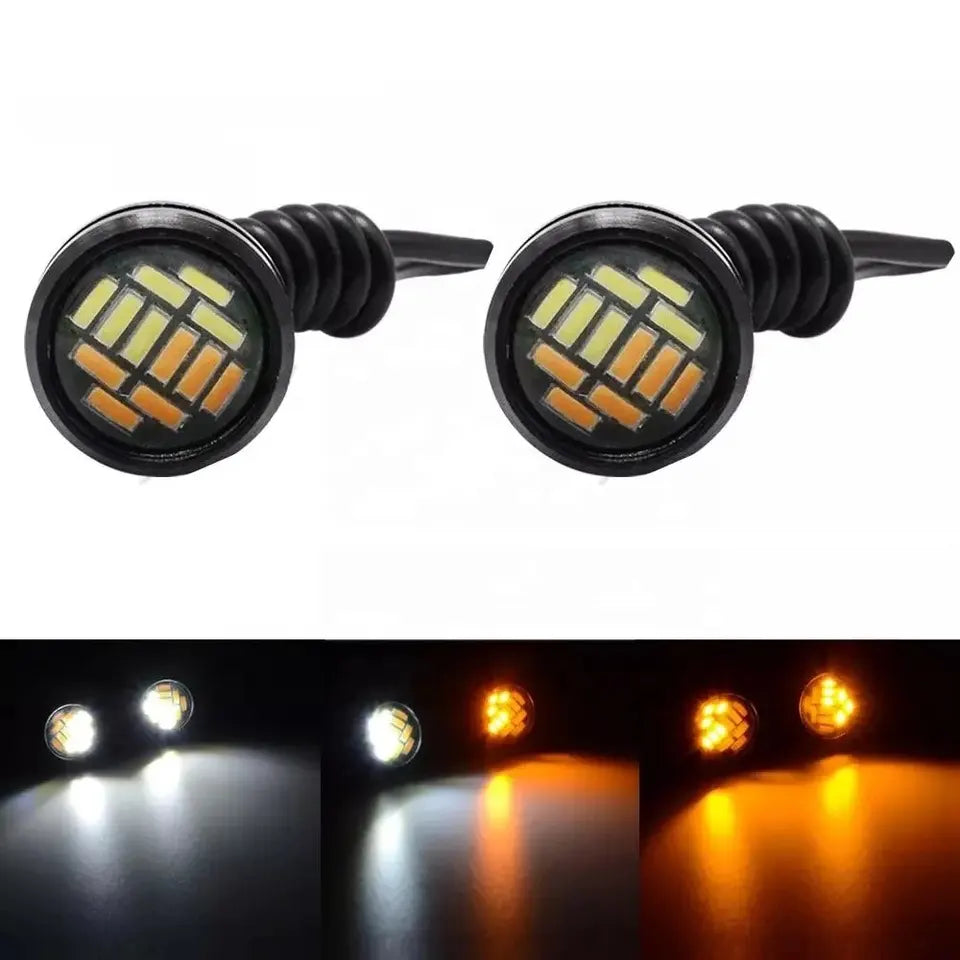 Eagle eye 23mm Διπλό χρώμα πορτοκαλί λευκό 12SMD Led φώτα φλας για κιτ φωτισμού μπροστινής μάσκας Φώτα ημέρας-Σετ 2 τεμ. - ledmania.gr