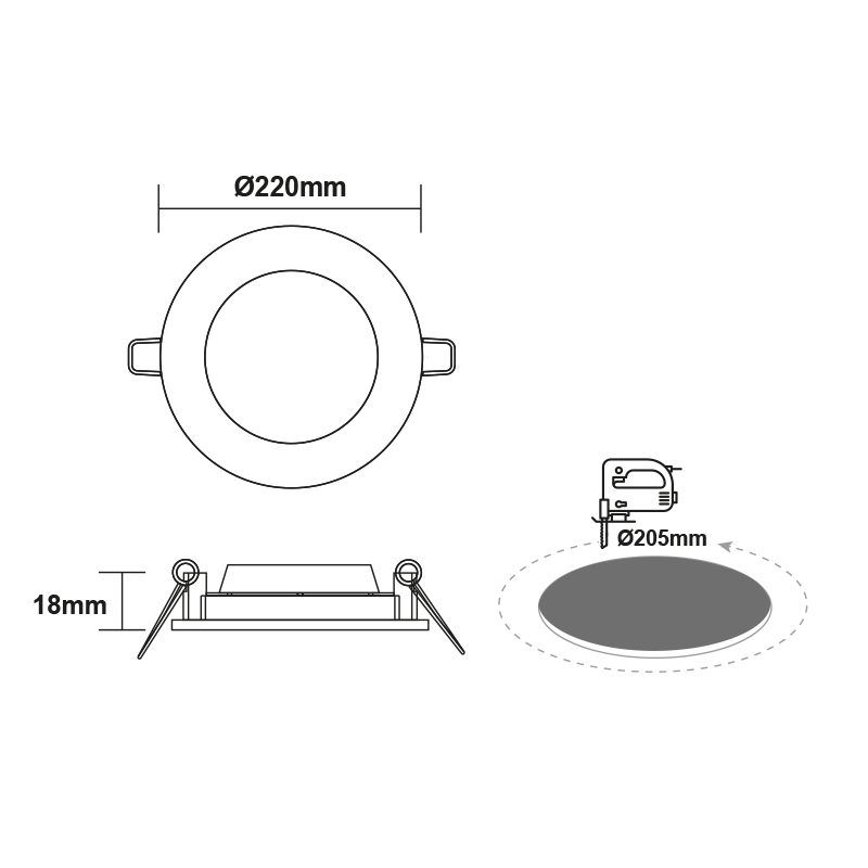 LED PANEL WHITE ROUND 22W 6500K 2400Lm  Φ220 230V AC Ra80 - ledmania.gr