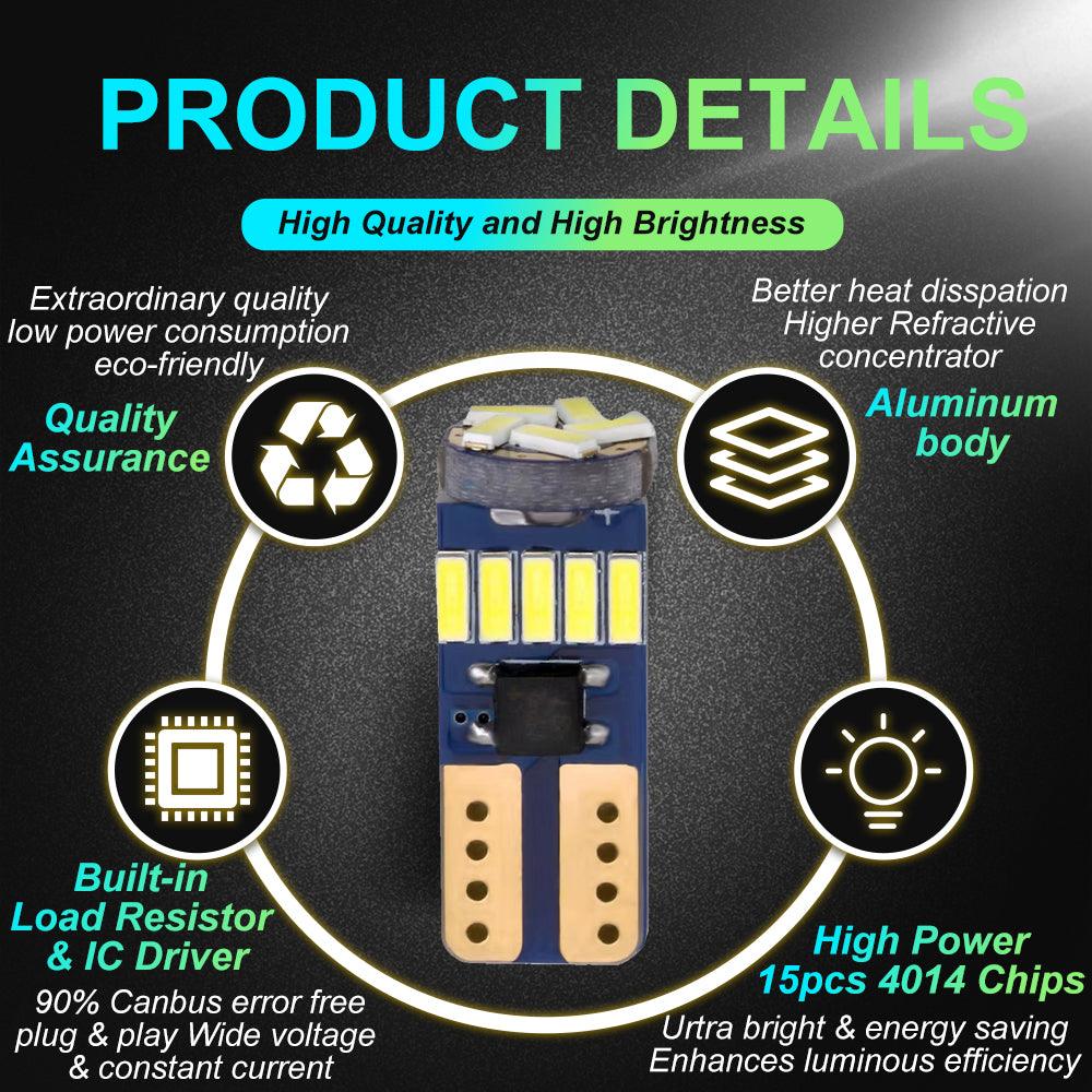 T10 W5W-canbus Led αυτοκινητου  15 SMD 4014-Dc 12 volt-250 Lumens-Ψυχρο Λευκο-1τεμ. - ledmania.gr