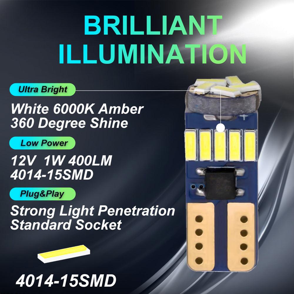 T10 W5W-canbus Led αυτοκινητου  15 SMD 4014-Dc 12 volt-250 Lumens-Ψυχρο Λευκο-1τεμ. - ledmania.gr