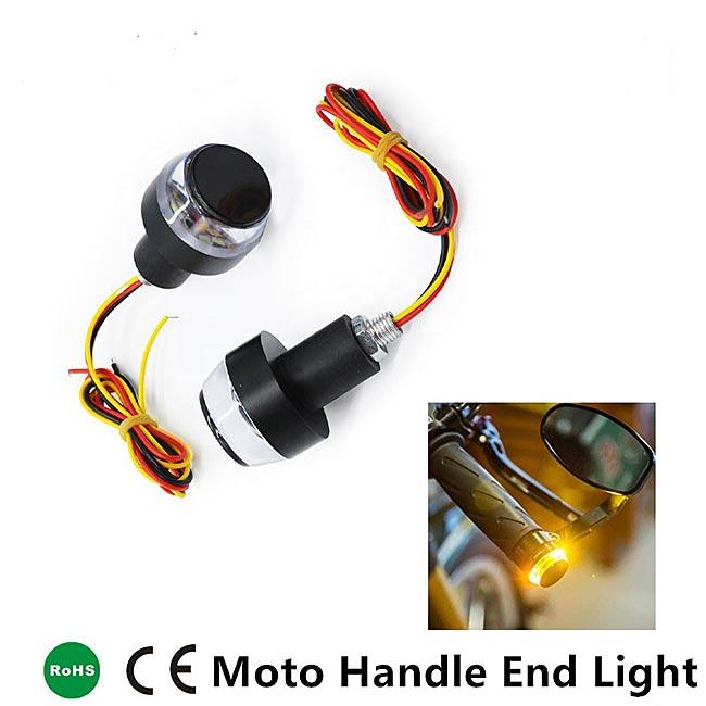 Φωτεινό φλας στο τέλος του τιμονιού Led μοτοσικλέτας Led Λευκό + Κίτρινο DC 12V Moto-Σετ 2τεμ. - ledmania.gr