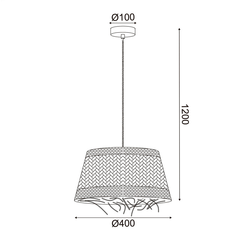 ^ΚΡΕΜΑΣΤΟ Φ/Σ 1xE27 ANDROS GRASS RATTAN Φ40Χ120CM - ledmania.gr