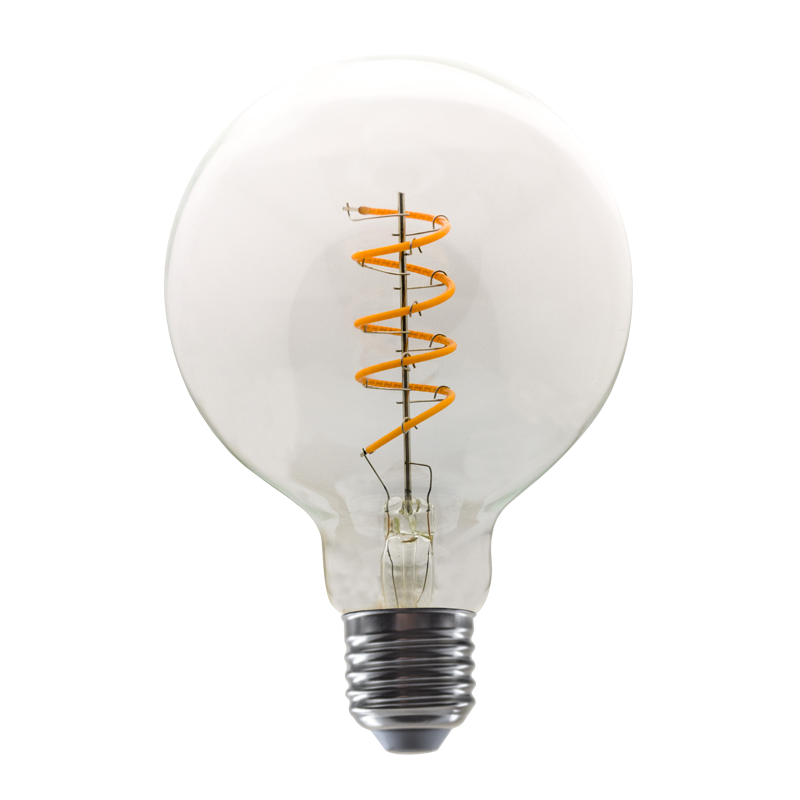 LED FILAMENT E27 DIM G95 SPIRAL 4W 1800K 230V AC 300LM RA80 - ledmania.gr