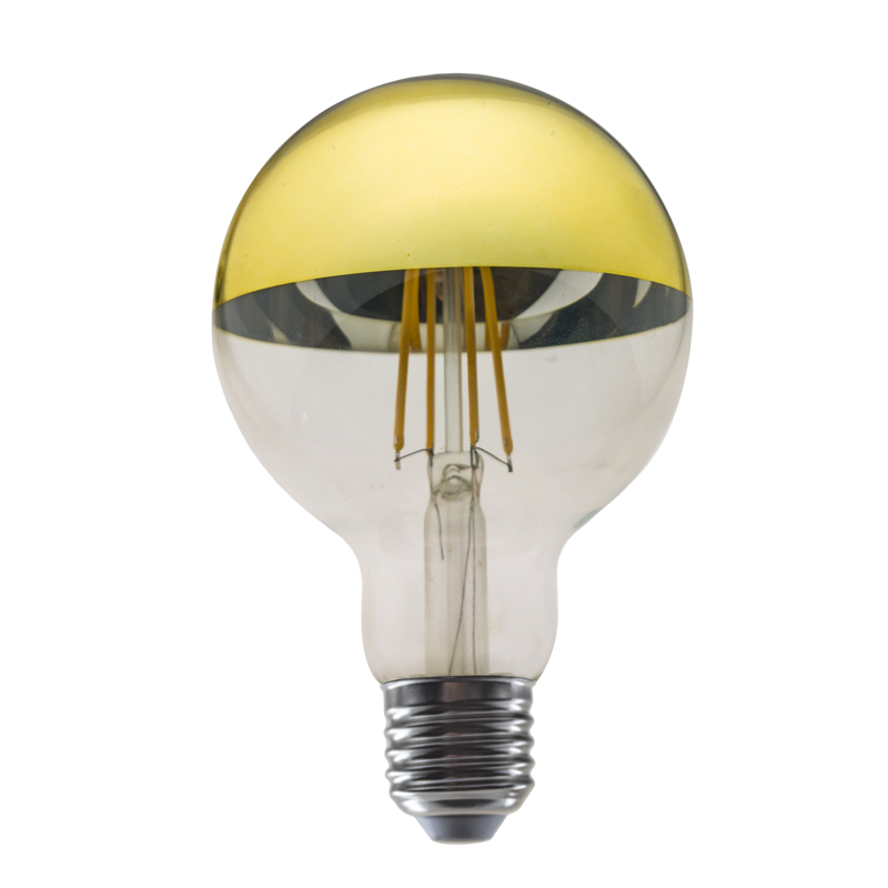 LED FILAMENT E27 DIM G95 GOLD 8W 2700K 230V AC 900LM RA80 - ledmania.gr