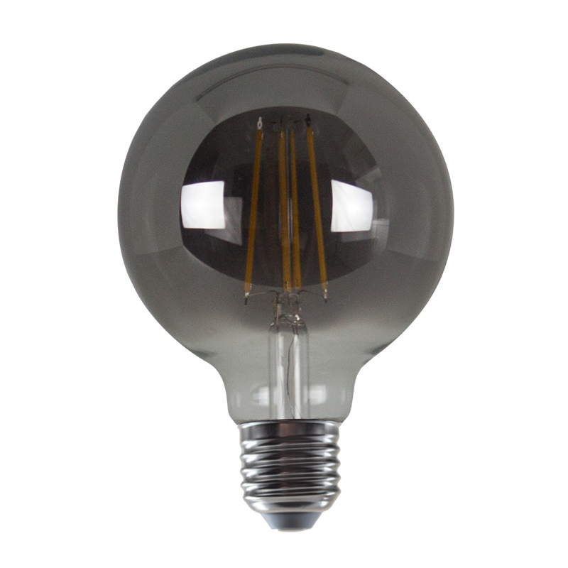 LED FILAMENT E27 G95  SMOKE 8W 1800K 230V AC 400LM RA80 - ledmania.gr