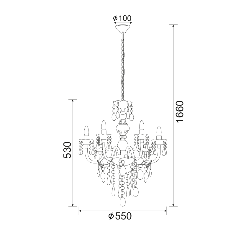 ΚΡΕΜΑΣΤΟ ΠΟΛΥΧΡΩΜΟ ΑΚΡΥΛΙΚΟ 6X40W E14 PEGASUS - ledmania.gr