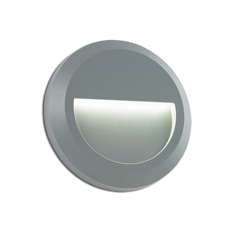 LED WALL ROUND LUMINAIRE GREY 230V AC IP65 1.5W 3000K 100LM RA80 - ledmania.gr