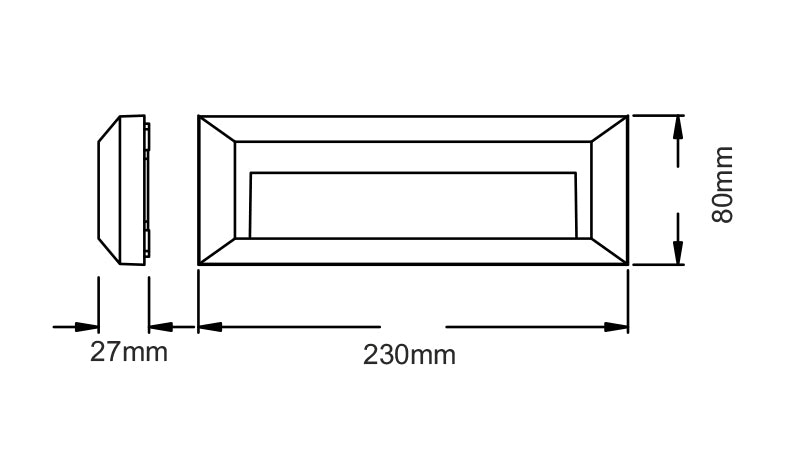LED WALL RECTANGLE LUMINAIRE BLACK 230V AC IP65 2W 3000K 100LM RA80 - ledmania.gr