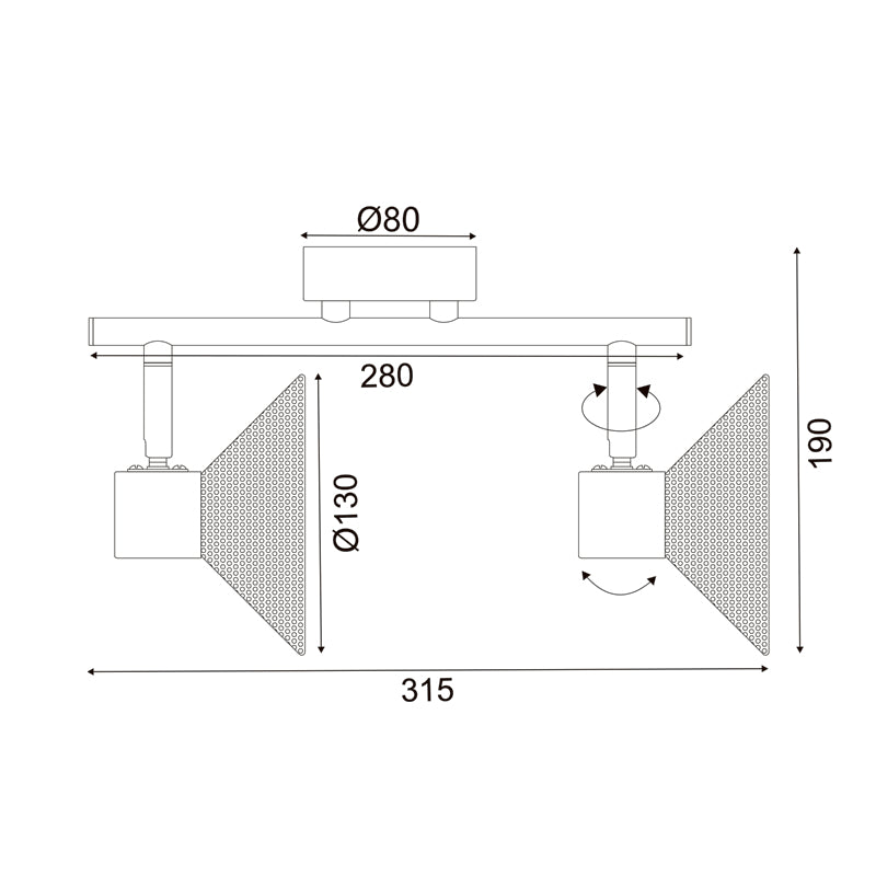 ΕΠΙΤΟΙΧΟ Φ/Σ 2ΧΕ14 PALOMA ΜΑΥΡΟ ΜΕΤΑΛΛΙΚΟ 32X13X19CM - ledmania.gr