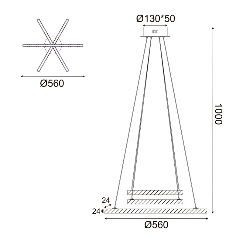 ΚΡΕΜΑΣΤΟ Φ/Σ LED 27W 3000K 2850LM CANELA ΞΥΛΟ+ΛΕΥΚΟ ΜΕΤ/ΚΟ D56XH100CM - ledmania.gr