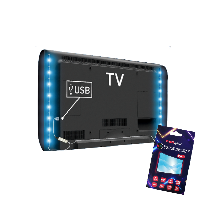 USB TV LED SMD STRIP KIT RGB 2X50CM 2X2.4W IP65 WITH WIRE BUTTON CONTROLLER - ledmania.gr