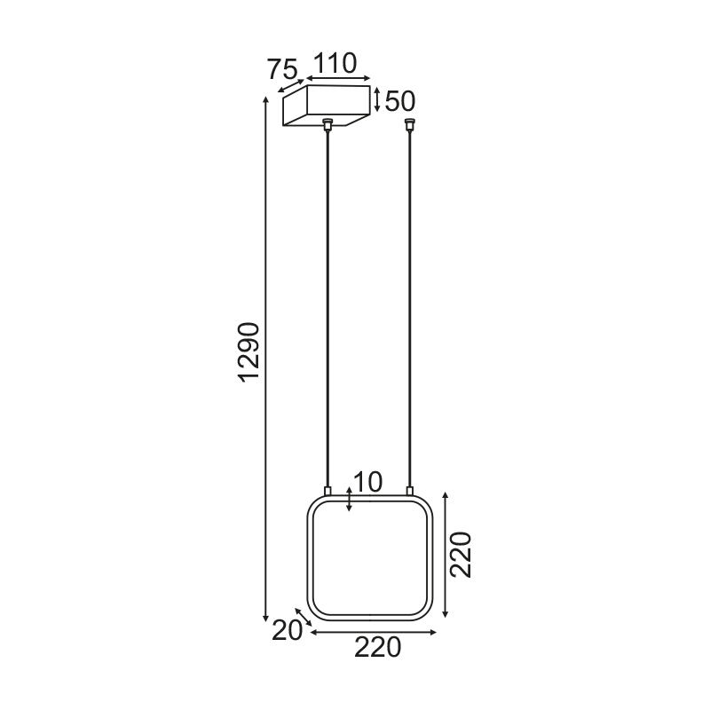 ^ΚΡΕΜΑΣΤΟ Φ/Σ LED 9W 3000K 870LM ΜΑΥΡΟ ΜΕΤΑΛΛΙΚΟ 22X11XH129CM SYMETRIA - ledmania.gr