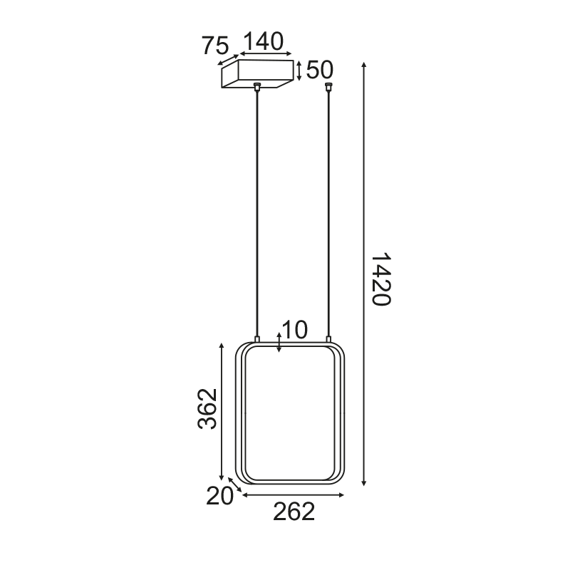 ^ΚΡΕΜΑΣΤΟ Φ/Σ LED 15W 3000K 1390LM ΜΑΥΡΟ ΜΕΤΑΛΛΙΚΟ 26X14XH142CM SYMETRIA - ledmania.gr