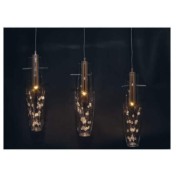 ΚΡΕΜΑΣΤΟ LED 3X3W 3000K ΓΥΑΛ+ΧΡΩΜ ΜΕΤΑΛ+ΚΡΥΣΤΑΛ  65Χ7ΧΗ100CM - ledmania.gr