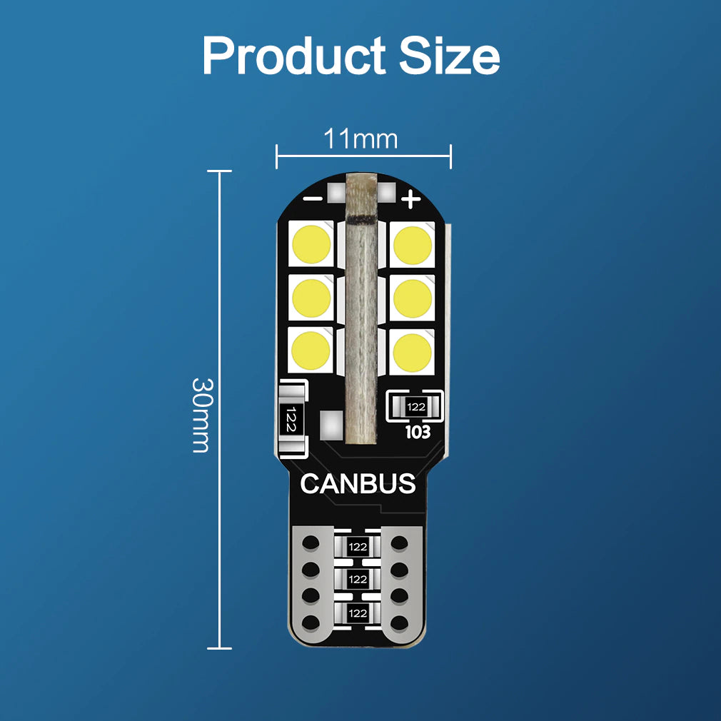 W5W-T10 Canbus Led Λαμπα Αυτοκινήτου- 24SMD 3030-5 watt-600lumens-12Volt Πολύ Φωτεινά 6000k - ledmania.gr